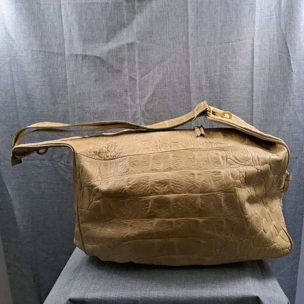 Tangaroa Venezia VINTAGE Italian Leather Crocodile Duffel Travel Bag